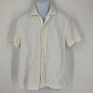 J. Crew Mens White Textured Cotton Short Sleeve Shirt Size M Beach resortwear